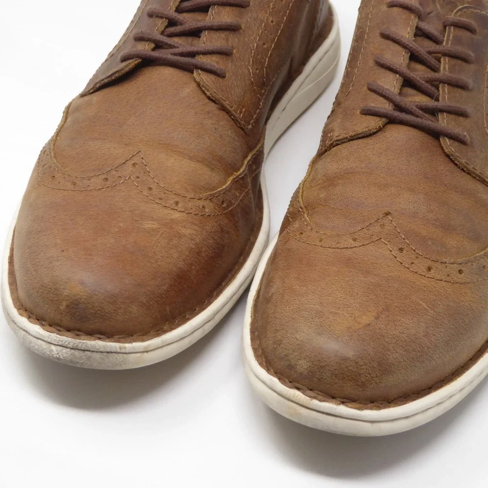 Born Tobias Mens Oxford Shoes Brown Leather Wingtip Lace Up 13